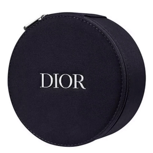 Dior Luxury Black Round Makeup Case & Mirror Set | Chic Travel Pouch NWT - Picture 3 of 6